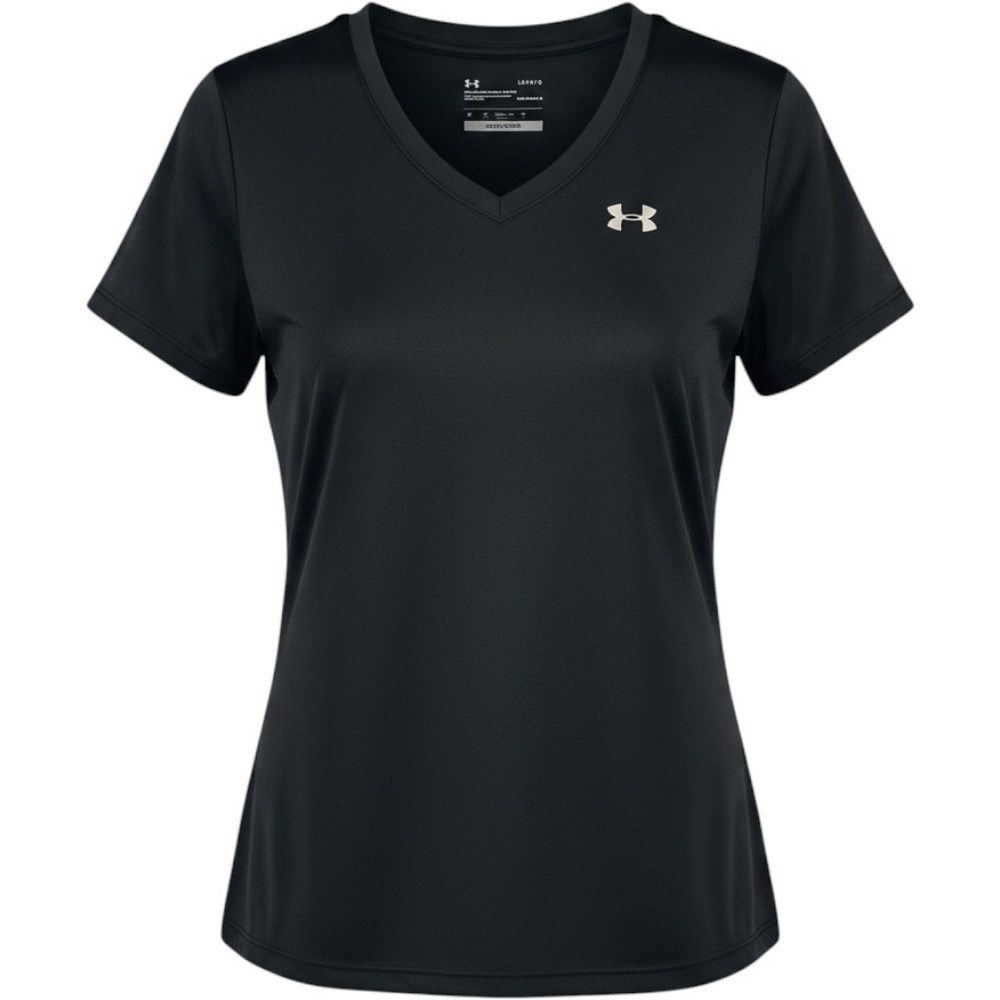 Under Armour Womens HeatGear V-Neck Short Sleeve Training Shirt Black Large
